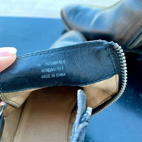 Adorable Bootie! Frye Belted Bootie, Distressed Black Leather, 7 - Picture 12 of 13